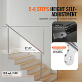 VEVOR Handrails for Outdoor Steps, 70.9 in/ 180cm Length Stair Hand Rail Kit, Transitional Stainless Steel Railings with Installation Kit, Double-column Staircase Handrails for Seniors,Porch & Deck - Side View