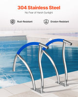 VEVOR Pool Handrail, 30" x 30" Swimming Pool Stair Rail, 2 PCs Stainless Steel Stair Pool Hand Rail Rated 375lbs Load Capacity, Pool Rail with Quick