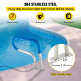 VEVOR Pool Rail 30x22 Pool Railing 304 Stainless Steel 250LBS Load Capacity Silver Rustproof Pool Handrail Humanized Swimming Pool Handrail with Blue