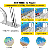 VEVOR Pool Rail 32x23 Pool Railing 304 Stainless Steel 250LBS Load Capacity Silver Rustproof Pool Handrail Humanized Swimming Pool Handrail with Blue Grip Cover & M8 Drill Bit & Self-Taping Screws - 45-Degree Angle