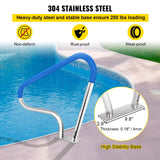 VEVOR Pool Rail 39x32 Pool Railing 304 Stainless Steel 250LBS Load Capacity Silver Rustproof Pool Handrail Humanized Swimming Pool Handrail with Blue Grip Cover & M8 Drill Bit & Self-Taping Screws - Top-Down View