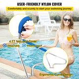 VEVOR Pool Rail 48x36 Pool Railing 304 Stainless Steel 250LBS Load Capacity Silver Rustproof Pool Handrail Humanized Swimming Pool Handrail with Blue Grip Cover & M8 Drill Bit & Self-Taping Screws - Front View