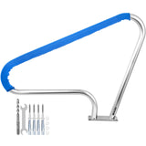 VEVOR Pool Rail 48x36 Pool Railing 304 Stainless Steel 250LBS Load Capacity Silver Rustproof Pool Handrail Humanized Swimming Pool Handrail with Blue Grip Cover & M8 Drill Bit & Self-Taping Screws - Close-Up Angle