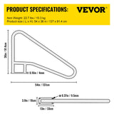 VEVOR Pool Rail 54x36 Pool Railing 304 Stainless Steel 250LBS Load Capacity Silver Rustproof Pool Handrail Humanized Swimming Pool Handrail with Blue Grip Cover & M8 Drill Bit & Self-Taping Screws - Close-Up Angle
