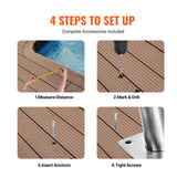 VEVOR Pool Handrail 2 PCS 30x30in Stainless Steel with Base Plate for Spas - 45-Degree Angle
