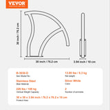 VEVOR Pool Handrail 2 PCS 30x30in Stainless Steel with Base Plate for Spas - Close-Up Angle