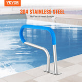 VEVOR Pool Handrail, 32 x 23 inch Pool Railing, Stainless Steel with Base Plate for Indoor/Outdoor Pools,Swimming Pool Safety Railing for Decks,Rust-Proof Grab Bar w/ Grip Cover&Accessories for Spas - Front View