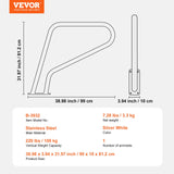 VEVOR Pool Handrail 39 x 32 inch Stainless Steel with Base Plate for Spas - Close-Up Angle
