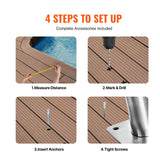 VEVOR Pool Handrail 2 PCS 48x36in Stainless Steel with Base Plate for Spas - 45-Degree Angle