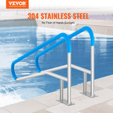 VEVOR Pool Handrail 2 PCS 55 x 32 inch Stainless Steel with Base Plate for Spas - Front View