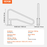 VEVOR Pool Handrail 2 PCS 55 x 32 inch Stainless Steel with Base Plate for Spas - Close-Up Angle