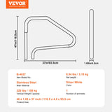 VEVOR Pool Handrail 46 x 37 inch Stainless Steel (Pre-built) for Indoor/Outdoor - Close-Up Angle