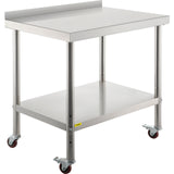 VEVOR Stainless Steel Prep Table 30 x 24 x 35 Inch 440lbs Load Capacity Heavy Duty Metal Worktable with Backsplash Adjustable Undershelf & 4 Casters Commercial Workstation for Kitchen Restaurant - Extra Image