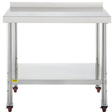 VEVOR Stainless Steel Prep Table 30 x 24 x 35 Inch 440lbs Load Capacity Heavy Duty Metal Worktable with Backsplash Adjustable Undershelf & 4 Casters Commercial Workstation for Kitchen Restaurant - Extra Image