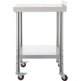 VEVOR Stainless Steel Prep Table 30 x 24 x 35 Inch 440lbs Load Capacity Heavy Duty Metal Worktable with Backsplash Adjustable Undershelf & 4 Casters Commercial Workstation for Kitchen Restaurant - Extra Image