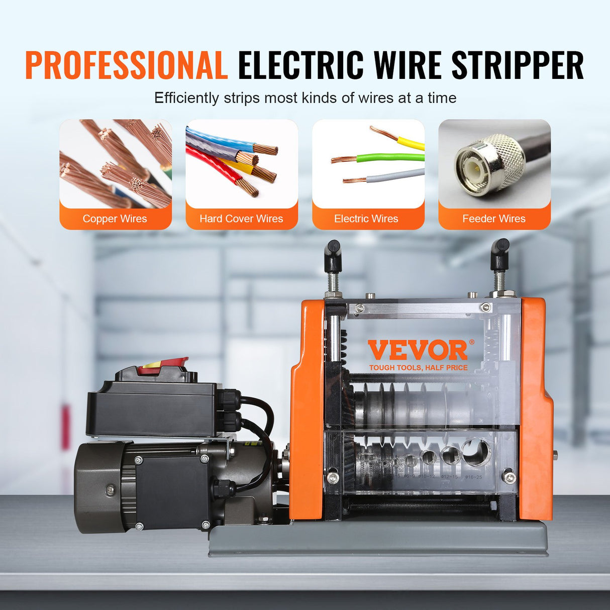 VEVOR Electric Wire Stripping Machine Copper Cable Stripper 1.5-25 mm 60 W