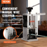 VEVOR Manual Wire Stripping Machine, 0.06''-0.98'' Copper Stripper with Hand Crank or Drill Powered, Visible Stripping Depth Reference, Portable Aluminum Frame Wire Peeler for Scrap Copper Recycling - Front View