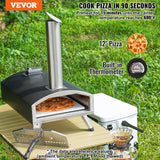 VEVOR Outdoor Pizza Oven, 12" Wood Fired Pizza Ovens, Pellet Pizza Stove with Thermometer, Portable Pizza Maker for Outside Backyard Patio Camping,