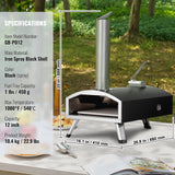 VEVOR Outdoor Pizza Oven, 12" Wood Fired Pizza Ovens, Pellet Pizza Stove with Thermometer, Portable Pizza Maker for Outside Backyard Patio Camping,