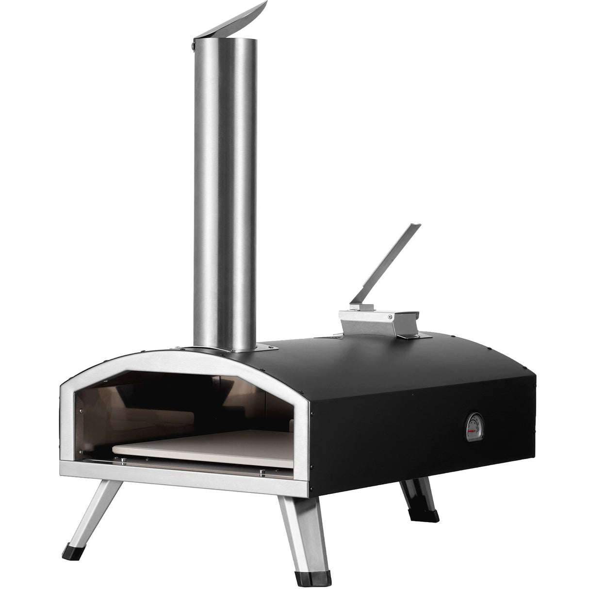 VEVOR Outdoor Pizza Oven, 12" Wood Fired Pizza Ovens, Pellet Pizza Stove with Thermometer, Portable Pizza Maker for Outside Backyard Patio Camping, Pizza Stone, Carry Bag, Shovel, Black