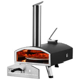 VEVOR Outdoor Pizza Oven, 12" Wood Fired Pizza Ovens, Pellet Pizza Stove with Built-in Thermometer, with Thickened Cordierite, Rotating Pizza Stone,