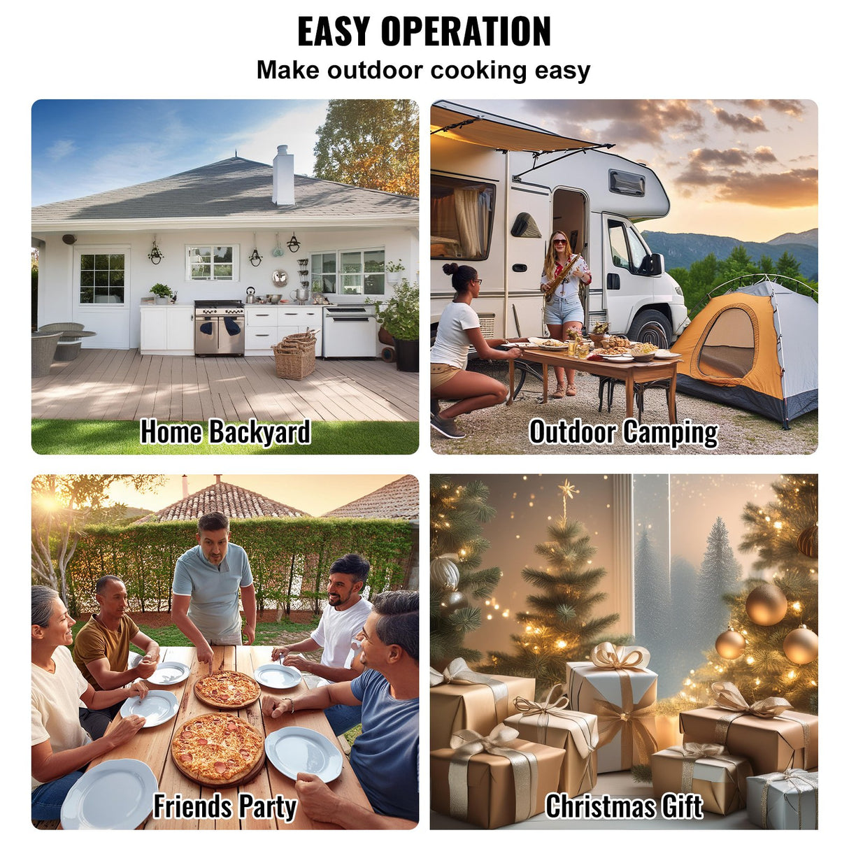 VEVOR Outdoor Pizza Oven, 12" Wood Fired Pizza Ovens, Pellet Pizza Stove with Built-in Thermometer, with Thickened Cordierite, Rotating Pizza Stone,