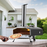 VEVOR Outdoor Pizza Oven, 12" Wood Fired Pizza Ovens, Pellet Pizza Stove with Built-in Thermometer, with Thickened Cordierite, Rotating Pizza Stone,