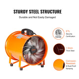 VEVOR Portable Ventilator, 304.8mm/12inch Heavy Duty Cylinder Fan with 10m Duct Hose, 367W Strong Shop Exhaust Blower 2574CFM, Industrial Utility Blower for Sucking Dust, Smoke, Smoke Home/Workplace - Side View