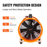 VEVOR Portable Ventilator, 304.8mm/12inch Heavy Duty Cylinder Fan with 10m Duct Hose, 367W Strong Shop Exhaust Blower 2574CFM, Industrial Utility Blower for Sucking Dust, Smoke, Smoke Home/Workplace - 45-Degree Angle