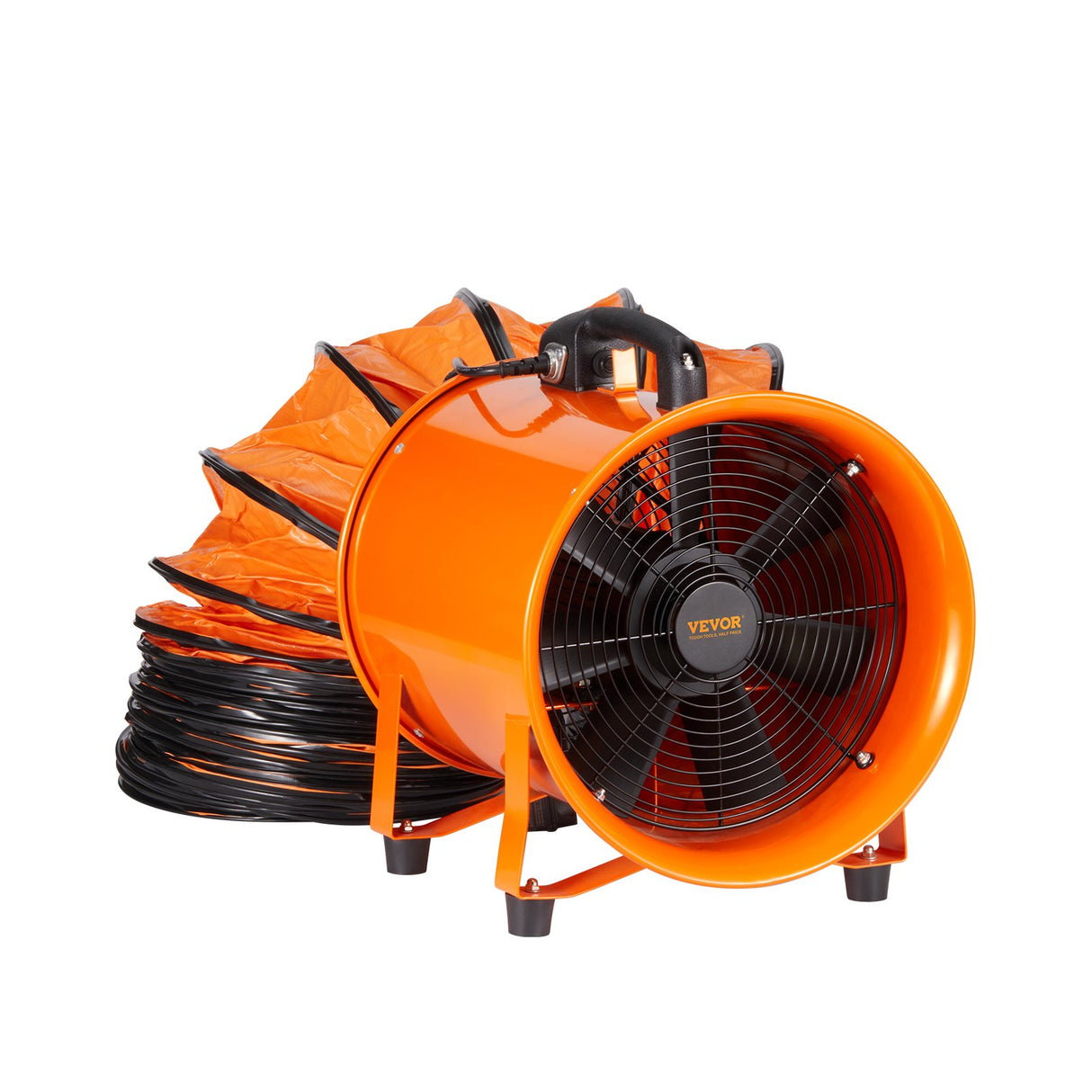 VEVOR Portable Ventilator, 304.8mm/12inch Heavy Duty Cylinder Fan with 10m Duct Hose, 367W Strong Shop Exhaust Blower 2574CFM, Industrial Utility Blower for Sucking Dust, Smoke, Smoke Home/Workplace