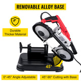 VEVOR Portable Band Saw,with Removable Alloy Steel Base Cordless Band Saw,127mm Cutting Capacity Hand held Band Saw,Variable Speed Portable Bandsaw,