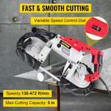 VEVOR Variable-Speed 127mm Deep Cut Portable Band Saw 220V 10Amp Motor Handheld - Front View