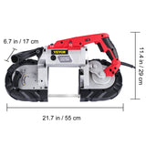 VEVOR Variable-Speed 127mm Deep Cut Portable Band Saw 220V 10Amp Motor Handheld - Close-Up Angle