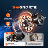 VEVOR 3-in-1 Electric Hoist Winch, 500 kg Capacity, 1500W Portable Power Winch Crane, 7 m Lifting Height, 4 m/min with Wired and Wireless Remote Control, for Garage, Warehouse, Factory Lifting Towing - Top-Down View