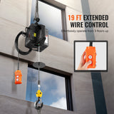 VEVOR 2-in-1 Electric Hoist Winch, 500 kg Lifting Capacity, 1500W Portable Power Winch Crane, 7 m Lifting Height, 4 m/min with Wired Remote Control, for Garage, Warehouse, Factory Lifting & Towing - Side View