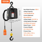 VEVOR 2-in-1 Electric Hoist Winch, 500 kg Lifting Capacity, 1500W Portable Power Winch Crane, 7 m Lifting Height, 4 m/min with Wired Remote Control, for Garage, Warehouse, Factory Lifting & Towing - Close-Up Angle