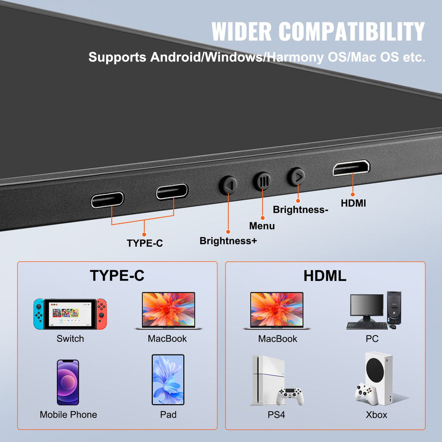 Laptop Screen Extender 14" HD 1080P Portable Monitor for 13"-17" Laptop