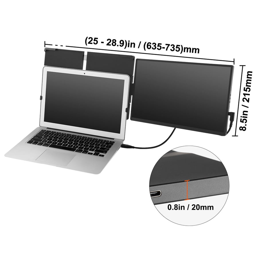 Laptop Screen Extender 14in HD 1080P Portable Monitor for 13"-17" Laptop