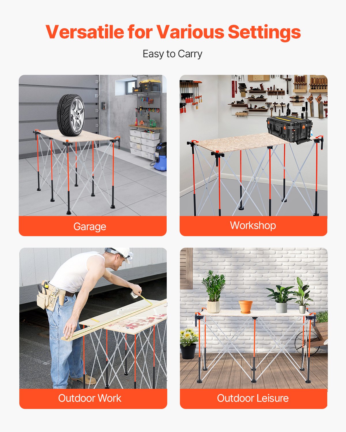 VEVOR Portable Folding Workstand 1267 x 665 mm Collapsible Work Stand 1135 kg