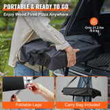 VEVOR Outdoor Pizza Oven, 12-inch, Wood Pellet and Charcoal Fired Pizza Maker, Portable Outside Stainless Steel Pizza Grill with Pizza Stone, Waterproof Cover, Shovel, Wood Burner for Backyard Camping - 45-Degree Angle