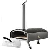 VEVOR Outdoor Pizza Oven, 12-inch, Wood Pellet and Charcoal Fired Pizza Maker, Portable Outside Stainless Steel Pizza Grill with Pizza Stone,