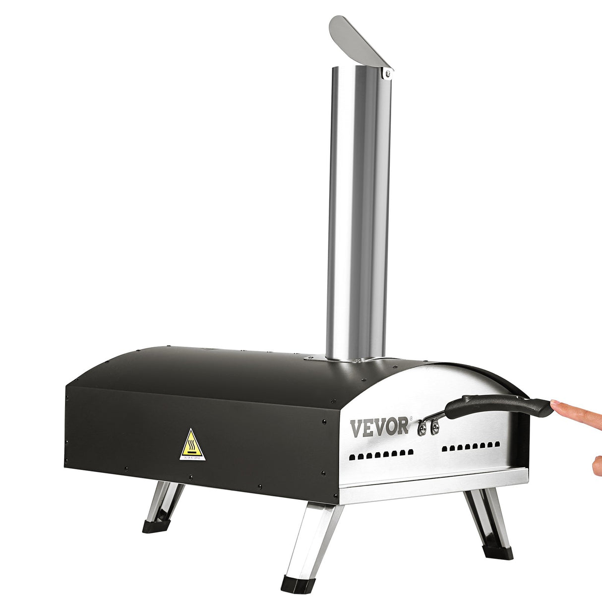 VEVOR Outdoor Pizza Oven, 12-inch, Wood Pellet and Charcoal Fired Pizza Maker, Portable Outside Stainless Steel Pizza Grill with Pizza Stone,