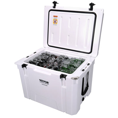 VEVOR Insulated Portable Cooler, 65 qt, Holds 65 Cans, Ice Retention Hard Cooler with Heavy Duty Handle, Ice Chest Lunch Box for Camping, Beach,