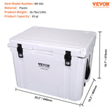 VEVOR Insulated Portable Cooler, 65 qt, Holds 65 Cans, Ice Retention Hard Cooler with Heavy Duty Handle, Ice Chest Lunch Box for Camping, Beach, Picnic, Travel, Outdoor, Keeps Ice for up to 6 Days - Close-Up Angle