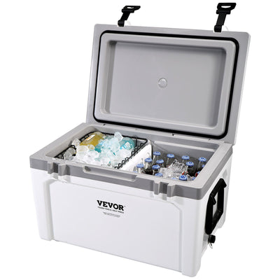 VEVOR Insulated Portable Cooler, 49 L, Holds 50 Cans, Ice Retention Hard Cooler with Heavy Duty Handle, Ice Chest Lunch Box for Camping, Beach, Picnic