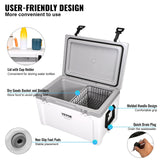VEVOR Insulated Portable Cooler, 49 L, Holds 50 Cans, Ice Retention Hard Cooler with Heavy Duty Handle, Ice Chest Lunch Box for Camping, Beach, Picnic, Travel, Outdoor, Keeps Ice for up to 6 Days - Rear View
