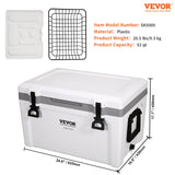 VEVOR Insulated Portable Cooler, 49 L, Holds 50 Cans, Ice Retention Hard Cooler with Heavy Duty Handle, Ice Chest Lunch Box for Camping, Beach, Picnic, Travel, Outdoor, Keeps Ice for up to 6 Days - Close-Up Angle