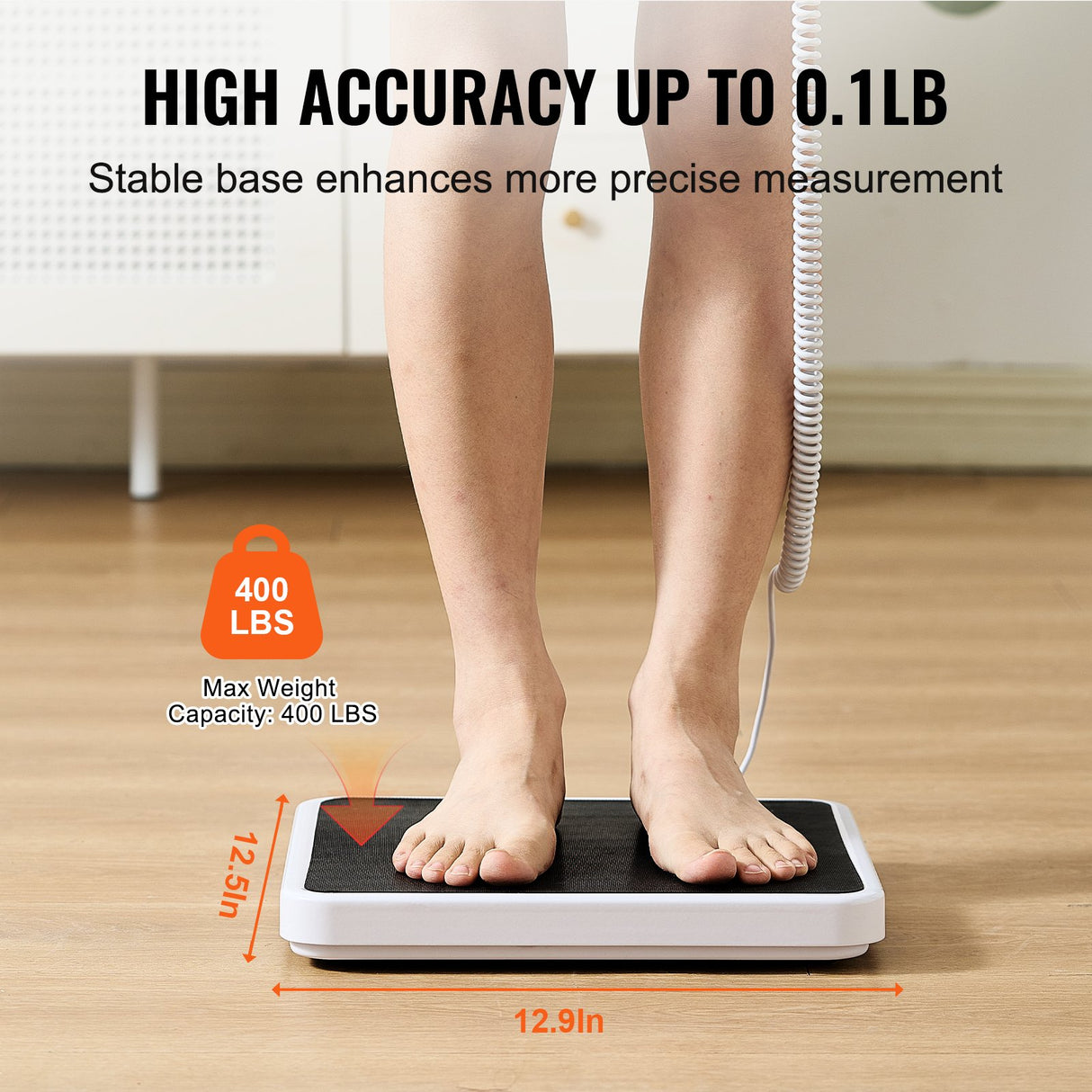 VEVOR Portable Medical Scale, Professional Digital Physician Scale for Weighing - with Anti-Slip Mat, 2 Units (kg/lb), Hold & Tare Function, 400LBS Capacity Physician Wight Scale for Gym Home Hospital