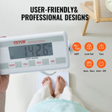 VEVOR Portable Medical Scale, Professional Digital Physician Scale for Weighing - with Anti-slip Platform, 2 Units, Hold & Tare Function, 440LBS Capacity Physician Weight Scale for Gyms Homes Hospital - 45-Degree Angle
