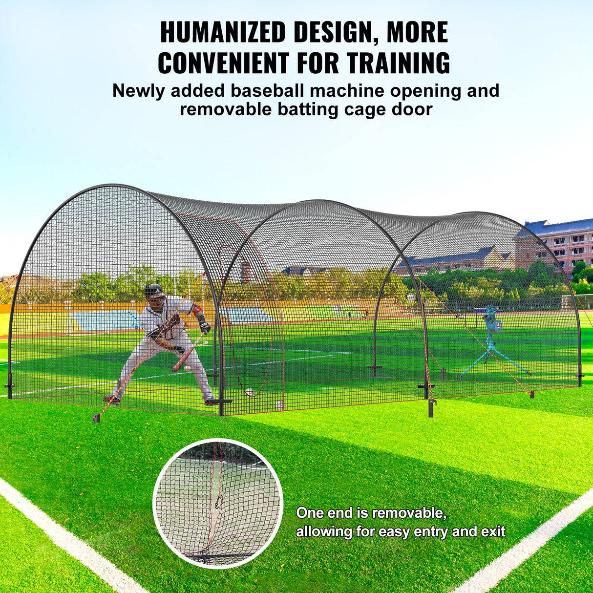 VEVOR Baseball Batting Cage, Softball and Baseball Batting Cage Net and Frame, 22x12x8ft Practice Portable Cage Net with Carry Bag, Heavy Duty Enclosed Pitching Cage, for Backyard Batting Hitting Training 670CM